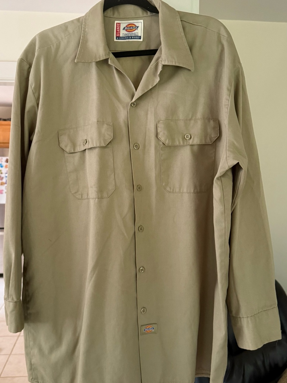 Dickies Men's Long Sleeve Work Shirt - Khaki